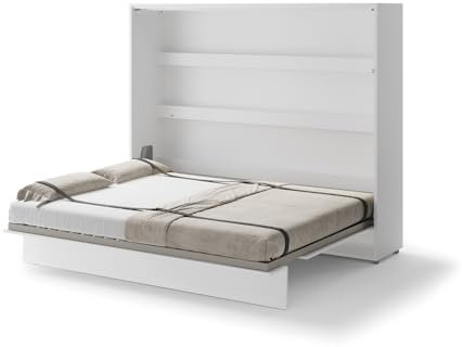 Friderik Bed Concept BC-014 Wandklappbett Horizontal Schrankbett mit Matratze, 160x200 cm (Weiß)