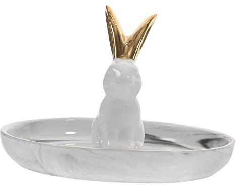 WESIEVYA Plateau Bijoux Céramique Lapin Décoratif Organisateur Anneaux Présentoir Bijoux Original Pour Maison Et Magasin
