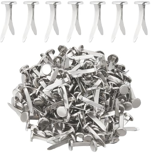 CRASPIRE 200 Pieza Sujetadores Metal 20 x 8mm Platino Álbumes Recortes Tachuelas Redondas Metal Manualidades Arte Manualidades Proyectos Escolares Tarjetas Papel Decorativas Suministros Bricolaje