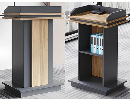 Massiver Podiumständer aus Holz mit großer 2-stöckiger Aufbewahrung, tragbarer Kanzel für Kirche, Büro, Schule, Konferenz