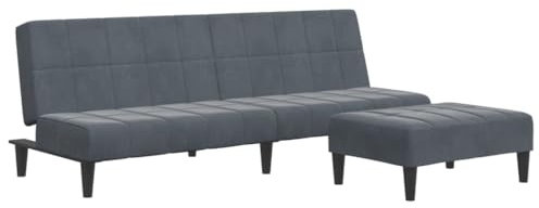 ULUYYUC Jugendsofa Big Sofa Küchensofa Sitzecke Wohnzimmer - Schlafsofa 2-Sitzer mit Fußhocker Dunkelgrau Samt für Balkon Jugendzimmer Esszimmer Schlafzimmer