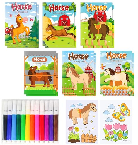 JeVenis Horse Floral Malbücher Bulk Notebook DIY Pferd für Pferd Party | 12 PCS Horse Floral Malbücher Bulk Notebook DIY Pferd für Pferd Party Pferderennen Derby Geburtstag Babydusche Brautdusche