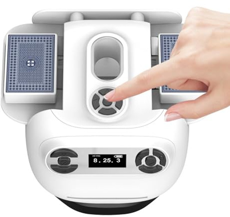 Bewinner Kartenmischmaschine Elektrische, One-Press Automatischer Kartenmischer für 1-2 Decks, 360-Grad-Lizenzierung, 2600mAh wiederaufladbarer Mischelmaschiene für Poker, Texas Hold Em