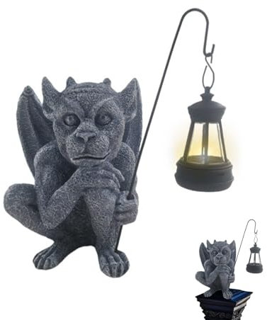 Outdoor Gargoyle Statue - Design Solar Powered Garden Gargoyle Ornaments | Illuminate Space Courtyard Gothic Sculpture Decoration for Backyards, Gardens, Patios, Lawns, Porches, and Decks