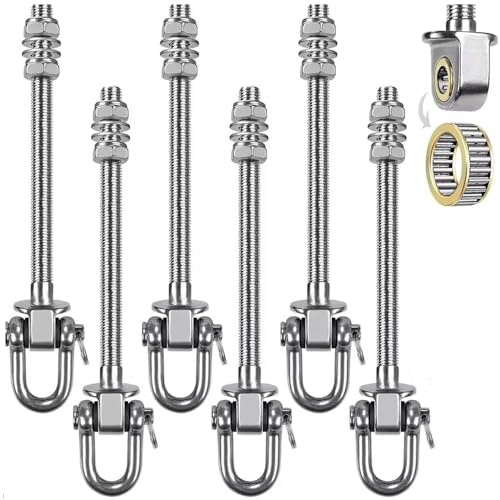 HEYOUTH Ganci Oscillanti con Cuscinetti,6 Pezz-Acciaio Inossidabile 304 (M10x180mm,Lunghezza Totale 235mm)-Ganci Girevoli per Oscillazione 180°-Ideali per Altalene, Amache, Punching Ball, Palestra
