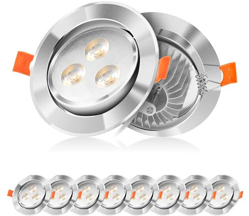 KLGFI LED Einbaustrahler 230V, 10er Set 3W Warmweiß 65-75mm Lochmass | Einbauspots Schwenkbar, Deckenspots Einbauleuchten, led spots flach für Badezimmer Wohnzimme