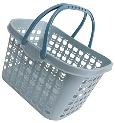 LOORGVEL Cestino Portaoggetti in Plastica Riutilizzabile per Frutta e Spesa, Cestino da Picnic Portatile Blu Medio, Organizer per Cucina, Supermercato e Giardino