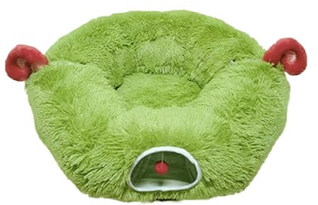 Weihnachtsbaum-Katzentunnel – 86 X 86 X 26 cm Großes Plüsch-Katzen-Donut-Bett, Hängender Spielzeugball, Abnehmbarer Baumrock | Warmer Indoor-Spieltunnel Für Katzen, Hunde, Kaninchen, Frettche