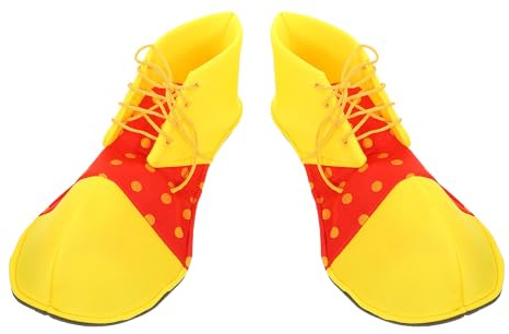 BESTonZON Zapatos Grandes de Disfraz de para Halloween Accesorios de Cosplay Punta Amarilla y Cuerpo Rojo Lunares Zapatos de Actuación para Fiesta y Carnaval