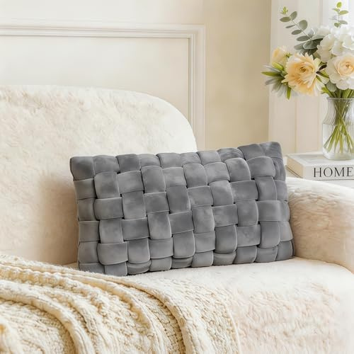 YLBKIKR Soft Decorative Throw Pillows - Versatile Knot Pillow & Cute Throw Pillows for Couch, Bed & Living Room, Stylish Set with Comfortable Touch for Home Decor 19.6inches × 11.8inches (Dark Grey)