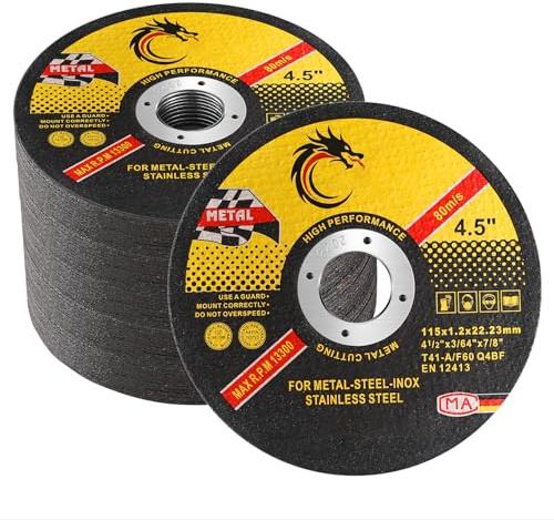 PUOPOSTY 50 Pack 4 1/2 Cut Off Wheel Angle Grinder Cutting Disc for Metal & Stainless Steel, Max 13,300 RPM, 0.045 Thin Grinding Wheel