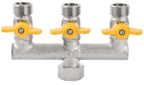 Wlinfetity 3-Wege-4-Wege-Gasventil für Badewanne und Dusche, Messing-Winkel-Kugelhahn, Warmwasserbereiter, Wasserhahnschalter, Silber, 12,2 x 8,2 x 2 cm