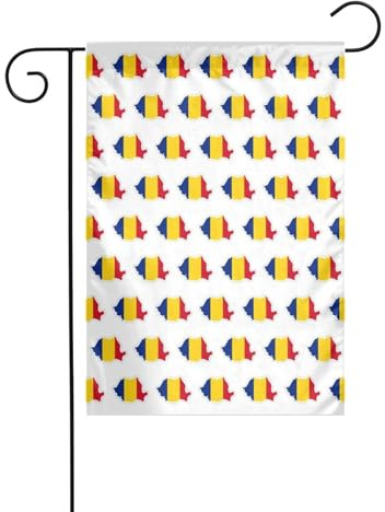 Bandera de Rumania con mapa impreso, decoración navideña para exteriores, resistente a la decoloración, invierno, césped, porche, patio, decoración al aire libre