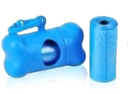 Dispenser Porta Sacchetti a Forma di Osso, Blu, con 5 Rotoli Inclusi, per Cani