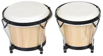 Bongo trummor massivt trä bongos trumma vuxen meditation musik trummor amburin professionella slagverk instrument (6-7 tum)