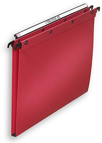 Elba Ultimate PP Lot de 10 Dossiers Suspendus en Polypro Opaque pour Tiroir Fond 15mm Rouge