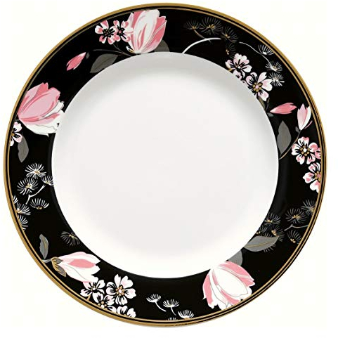 GreenGate Gate Noir - Teller - Frühstücksteller - Dessertteller - Blumen - Amelie Schwarz - Ø 20 cm