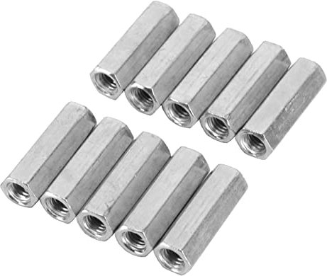 Pack of 10 Spacers Galvanised Carbon Steel Long Hexagonal Nut Screw Connection Nut Industrial Construction Fasteners (M6 x 30)
