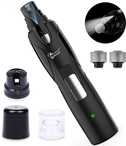 WWVVPET Broyeur à Ongles pour Chien avec lumière et 2 Roues, Coupe-Ongles pour Chien Plus Puissant à Faible Bruit, Lime à Ongles électrique pour Animaux de Compagnie, Soin des Griffes de Chat