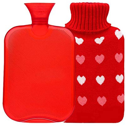 Wärmflaschen/Bettflasche Warmwasserflasche mit weichem Fleeceabdeckung Naturkautschuk Durable Warmwasserbeutel for heiße Kompresse und Wärmeherapie wiederverwendbare tragbare Warmwasserflasche Sicher