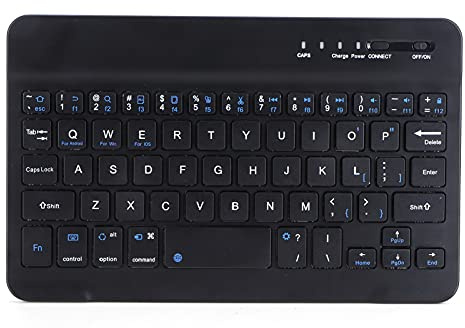 Sxhlseller Teclado Bluetooth, Mini Teclado Inalámbrico Portátil Ultradelgado de 59 Teclas de 7 Pulgadas para Windows, Computadora, Escritorio, PC, Portátil - Negro