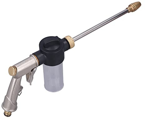 High Pressure Water Gun, Garden Hose Wand Nozzle Sprayer Oxidation Resistant Adjustable with Container for 1/2in Pipe for
