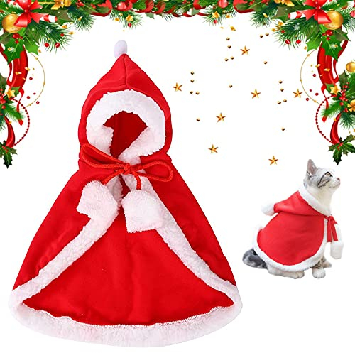 Weihnachtskostüm für Katzen, Haustier Weihnachtskostüm, Weihnachten Hundebekleidung, Haustier Umhänge für Kleine Hunde Katzen Haustie-r, für Weihnachten Cosplay Party (L)
