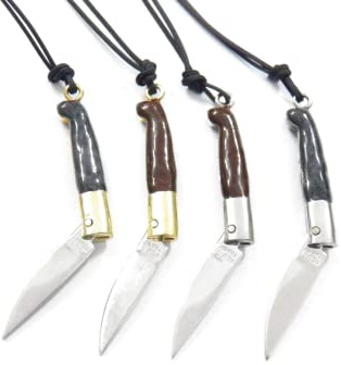 Filu & Trama Collana con Cordino Coltello pattada SARDO in Argento PATTADESA Unisex scanno (Marrone -Argento)