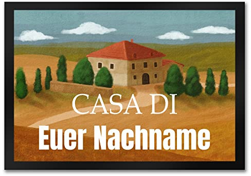 Casa Di Toskana Fußmatte - personalisiert mit eurem Nachnamen - für Ferienhaus in Italien Sommerurlaub sommerliche Dekoration italienisches Ambiente Florence Siena Reise Europa Lavendelfelder