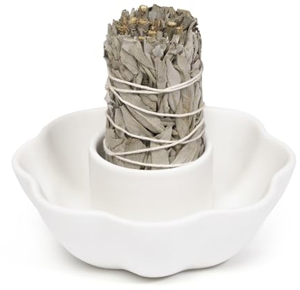 White Petal Sage Holder for Burning Sage Burner Smudge Bowl Sage Buring Bowl