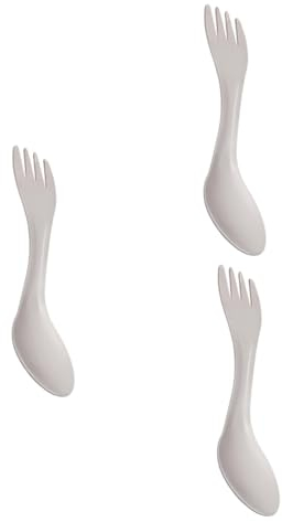 INOOMP 3pcs Portable Titanium Camping Cookware Double-Ended Spork Spoon Fork Salad Utensils Outdoor Dining Tableware for Hiking