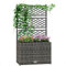 Outsunny Jardinière pour Plantes avec Treillis 2 Pots bac à Plante jardinière 22L Jardin Balcon Patio terrasse extérieur en résine tressée et Acier 57 x 30 x 107 cm Gris