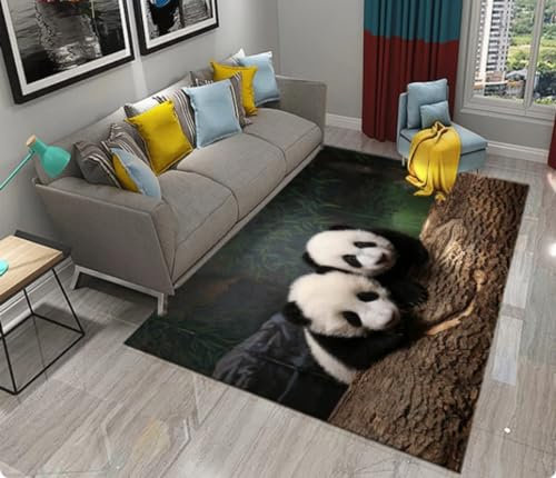 KIESEY Panda Print Bambus Teppich Wohnzimmer Schlafzimmer Türmatte Küche Eingang Dekoration rutschfeste Fußmatte 80x150cm