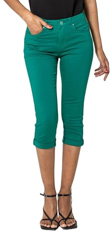 Nina Carter P230 - Pantalones vaqueros capri ajustados de cintura alta para mujer, Skinny Fit, Jeans de verano, L delgado