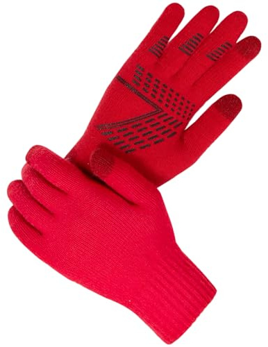 QICEDER Guantes Invierno Hombre termicos Mujer - Guantes tactiles movil Smartphone, Ciclismo Moto Bici Correr Aire Libre para Frio Antideslizantes Conducir Deporte Running (rojo, L)