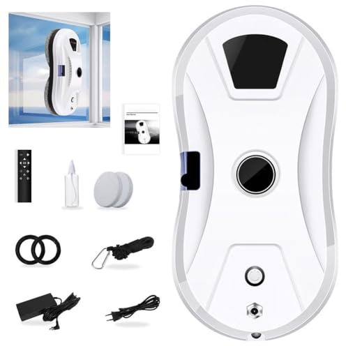 Robot lavavetri Automatico, Robot lavavetri con spruzzo d'Acqua, Robot lavavetri Elettrico 5600Pa con Serbatoio dell'Acqua da 35 ml, Robot lavavetri per finestre Interne ed Esterne
