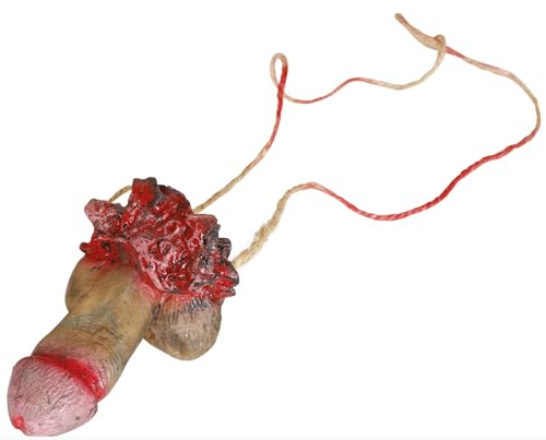 FIESTAS GUIRCA Mitgliedshalskette aus Latex (12 cm), Zubehör für Voodoo und Halloween, ideal für Partys und Feiern, Zubehör für Erwachsene, natur und rot