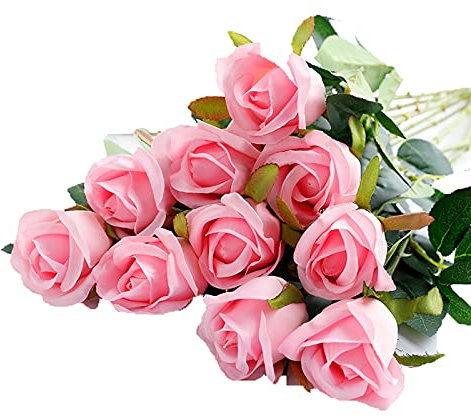 Künstliche Blumenpflanzen, Blumenarrangement zum Selbermachen, künstliche Blumen und Vasen, künstliche Blumen, 10 Stück, künstliche Rosen, Wohnzimmereinrichtung, Blumenarrangement zum Valentinstag,