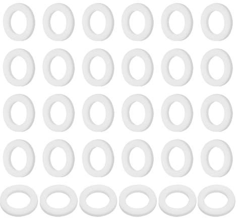 PATIKIL 30 Stück PTFE Flachdichtungen 0,39 ID x 0,67 OD x 0,08 Dicke Dichtungsabstandshalter Flanschdichtung für Maschinenrohre Ventile Öl- und Gasindustrien, Weiß (10x17x2mm)