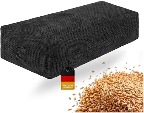 OMNANA® CUSHY™ Yogabolster eckig 65x30x15cm – Yoga Bolster mit Dinkelfüllung – Rechteckiges Kissen, Chenille Bezug, waschbar – Made in Germany – Passend für Yin Yoga