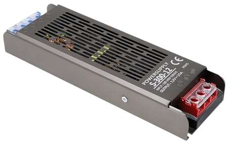 Clearhill - Fuente de alimentación para LED, controlador de 12 V, 300 W, transformador LED fino, CA a 12 V, CC 25 A, baja tensión, tecnología antipolvo y antihumedad, para tiras luminosas