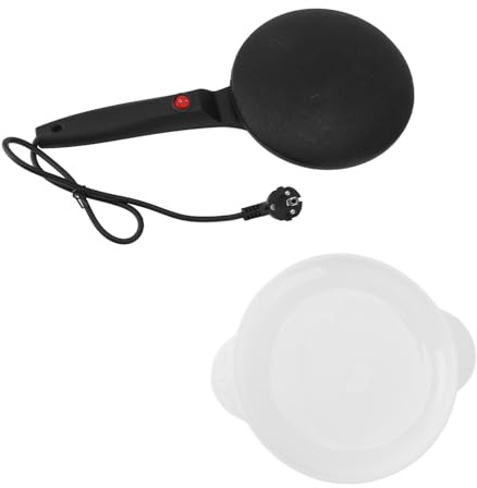 Macchina in Crepe Elettrica, 600 W 21 Cm a Prova di Controllo Automatico Controllo della Temperatura per Pancake Manico Lungo Padella Piatta Piatta Rotonda per Crepes (Spina