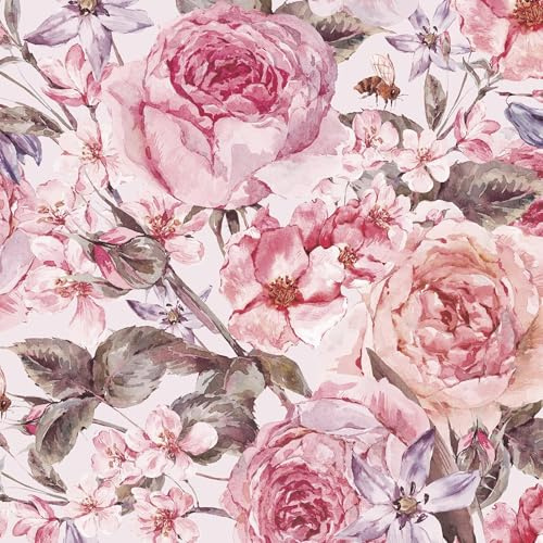 Decotalk Tapete Schlafzimmer Rosa Blumentapate Selbstklebende Tapete 44.5X900cm Klebefolie Möbel Wandfolie Selbstklebend Möbelfolie Dekofolie Tapeten Rosa Blumen Für Wohnzimmer Esszimmer