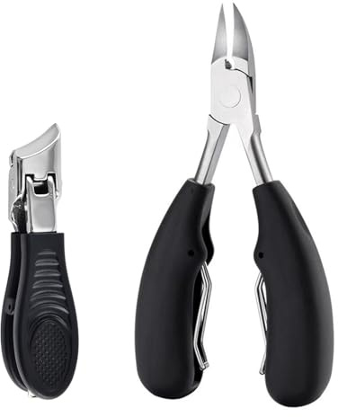 SYEYCW 2 Pezzi Tronchesino Tagliaunghie Professionale, Tronchese Unghie dei Piedi di Precisione per Unghie Spesse, Tagliaunghie Grand in Acciaio Inossidabile, per Anziani, Donne, Uomini, Nero