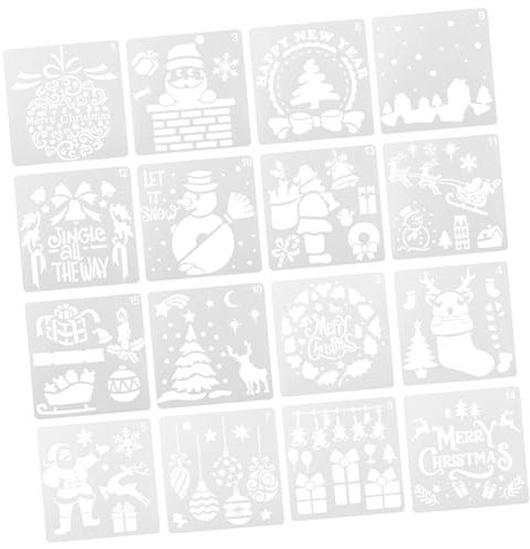 VILLCASE 16stücke Schablonen Weihnachten Weihnachts Schablonen Für Junge Mädchen Hohlmalvorlage Aus Hochwertigem Material Weihnachtsmalerei-form Weiß Zeichenvorlage Zum Selbermachen