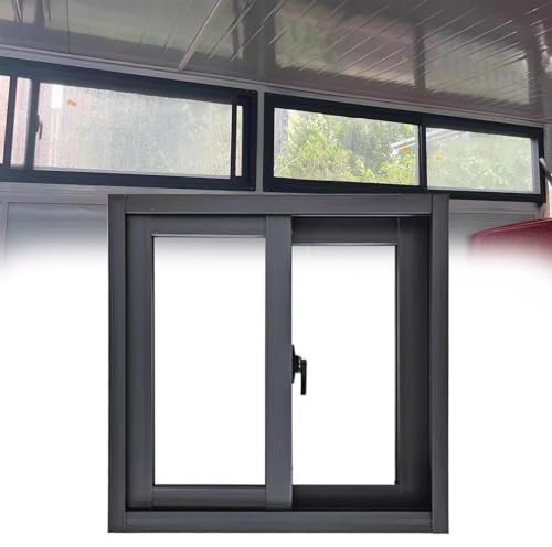 Finestra Scorrevole Orizzontale a Filo,Mobile Finestre Di Ricambio con Vetro Temperato e Zanzariera per Uso Domestico Seminterrati Bagni Garage Ristoranti Pollai(Size:W 60cm*H 40cm,Color:grigio)