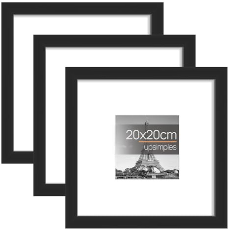 upsimples Confezione da 3 cornici 20 x 20 cm, cornice nera 20 x 20 cm, per foto, immagini, poster