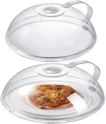 Xizhiwan 2 piezas embalado microondas Splash tapa, tapa transparente, tapa de placa de microondas con asa y orificio de vapor ajustable para mantener el microondas limpio