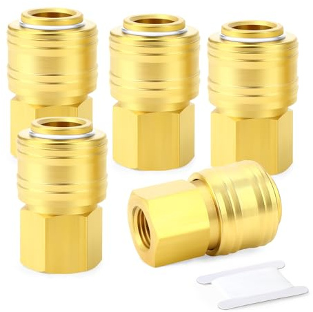 GASHER 5pièces Raccord industriel femelle Deutscher Stil 1/4 pouce, raccord rapide pour air comprimé 1/4 pouce