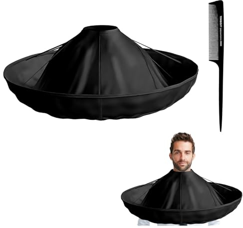 Vxiwscy Mantello da Parrucchiere a Forma di Ombrello - Impermeabile e Pieghevole, Ideale per Acconciature e Tagli, Accessorio per Saloni di Bellezza Facilitare il trasporto e lo stoccaggio (Nero)